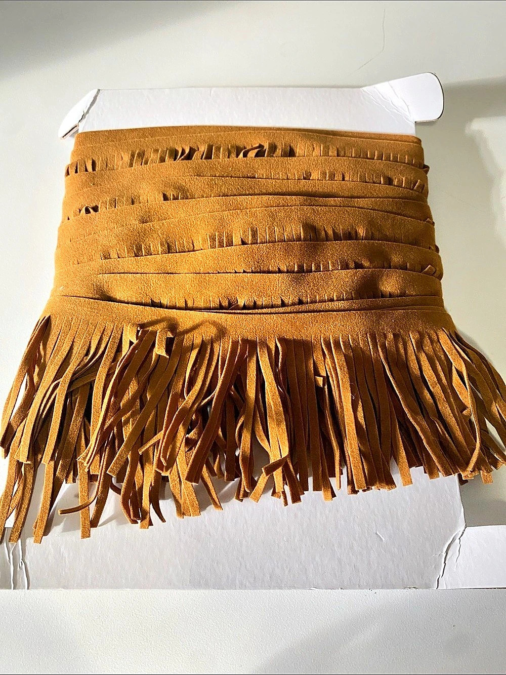 Brown Faux Suede Fringe Trim 5m
